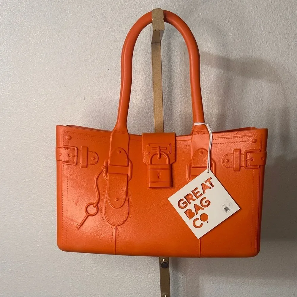 Great Bag Co -Orange Padlock Tote Structured Statement Bag